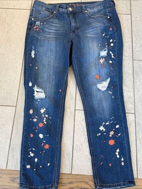 Melissa McCarthy colab with Seven7 Mid Wash embroidered Blue Women's Jeans